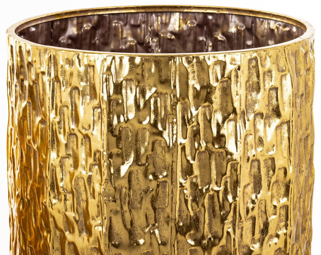 2 vnt. metalinių aukso spalvos vazonų rinkinys