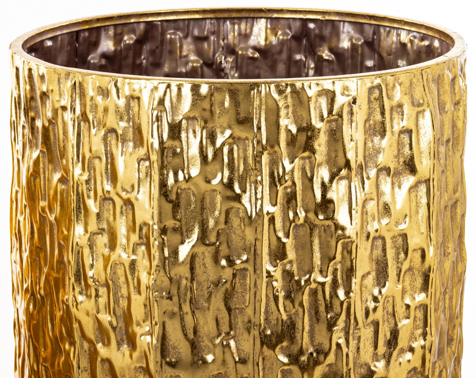 2 vnt. metalinių aukso spalvos vazonų rinkinys