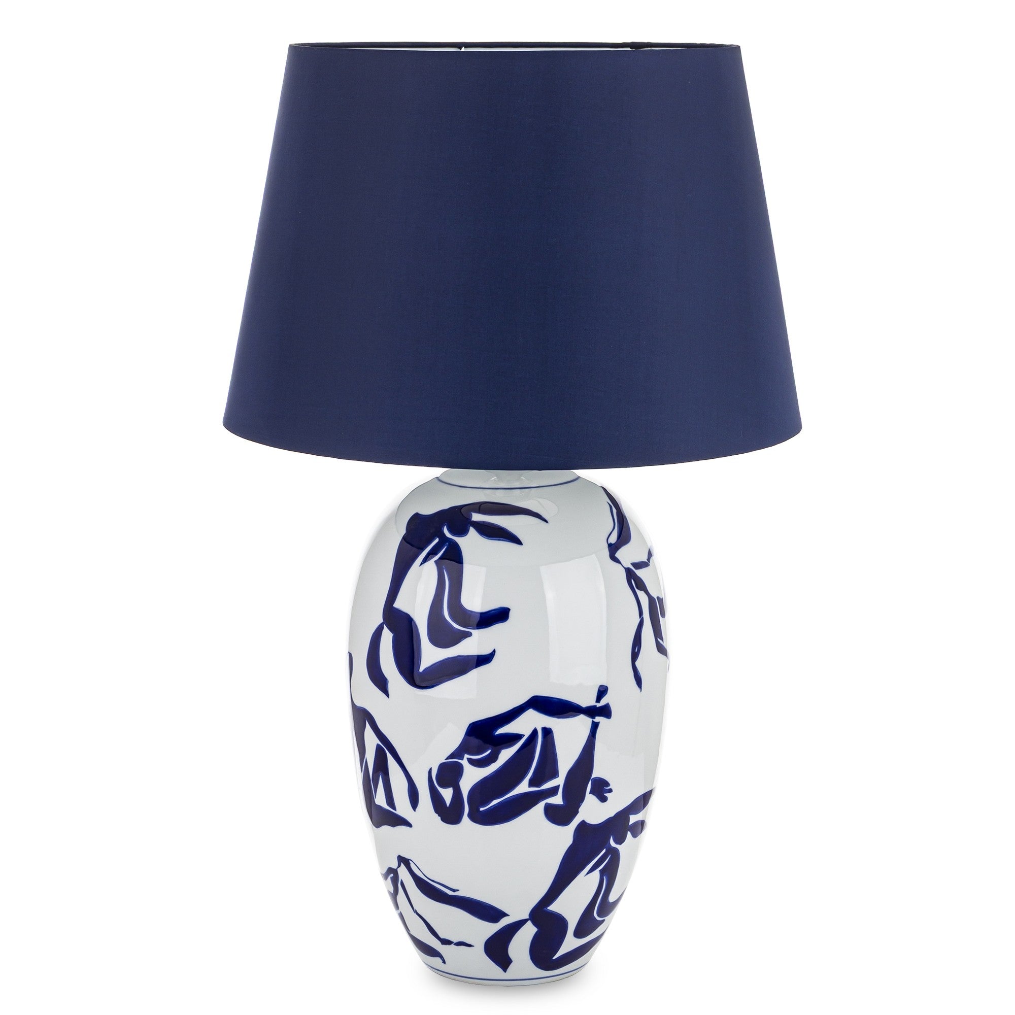 Šviestuvas su mėlynu gaubtu ir mėlynais motyvais