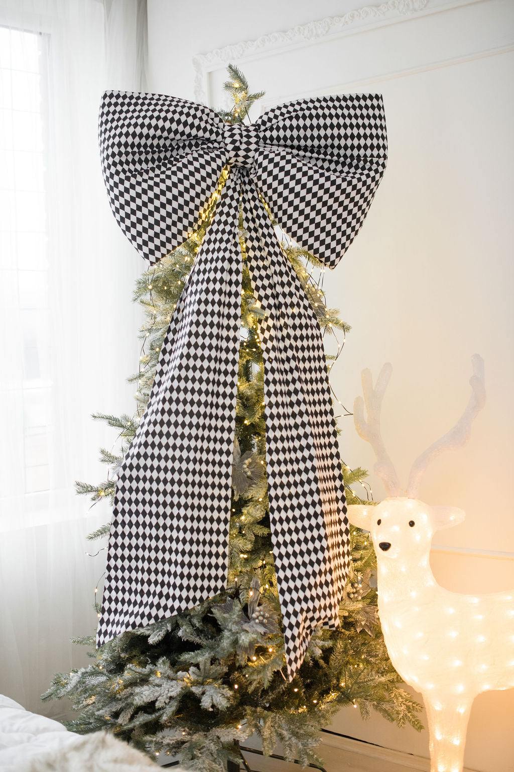 Prabangus kaspinas juoda-balta MAXI