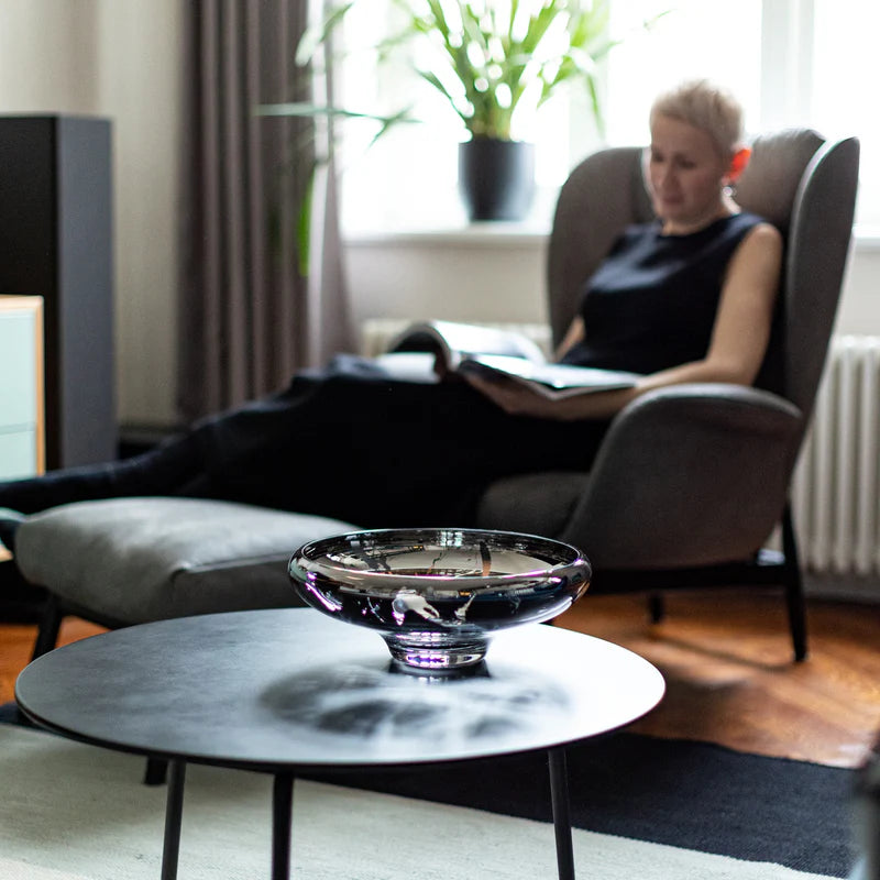 Dekoratyvinis violetinės spalvos dubuo su raštais