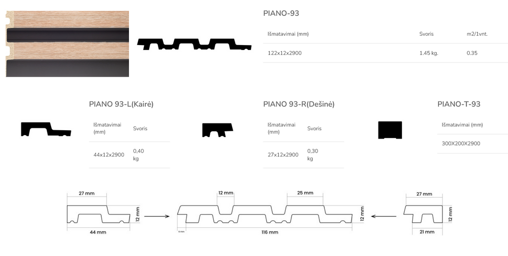 Dekoratyvinės sienų lentelės PIANO-93