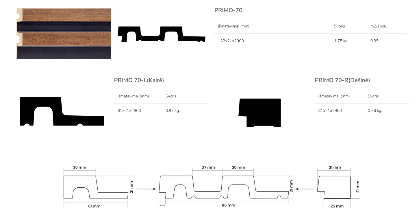 Dekoratyvinės sienų lentelės PRIMO70