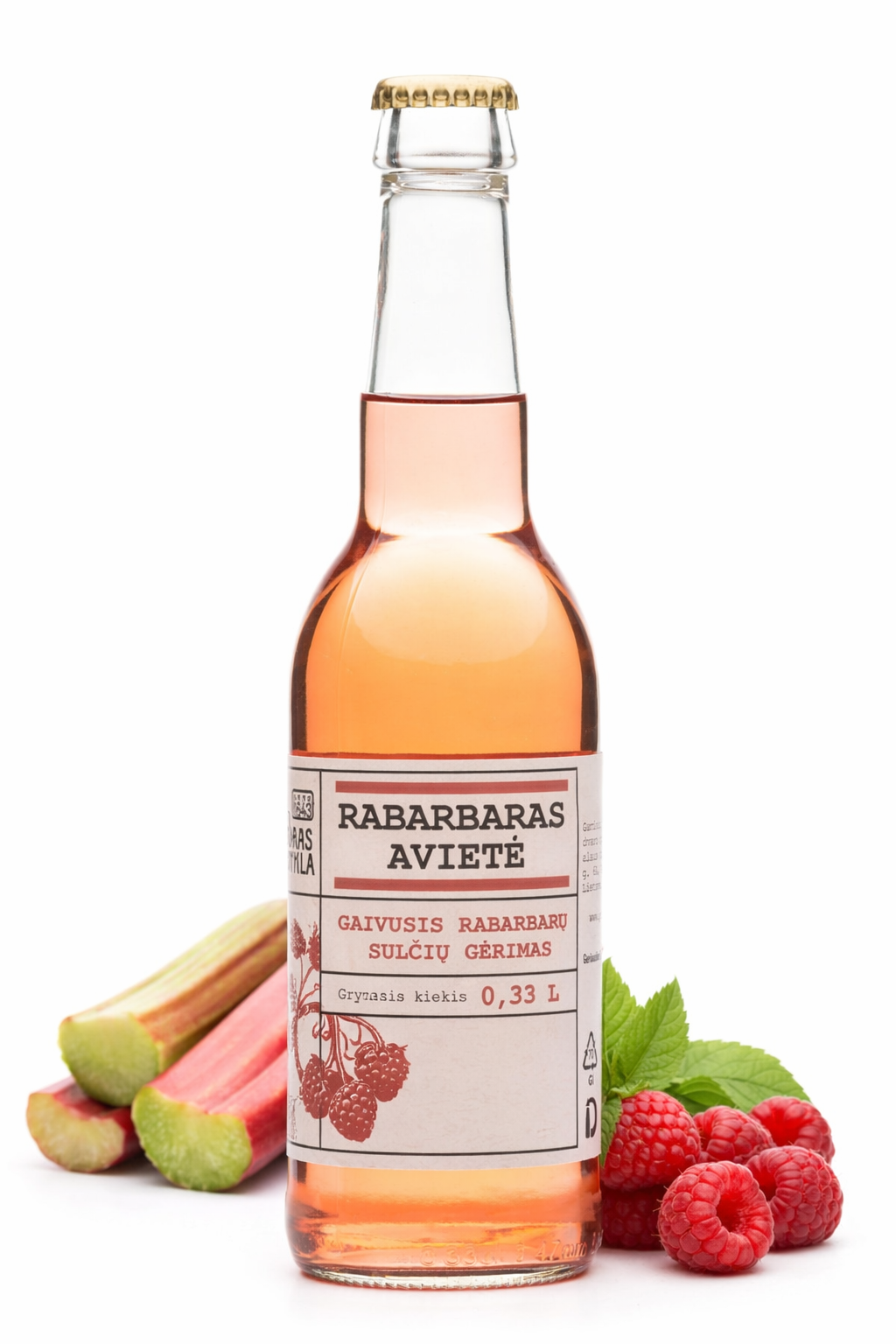 PAKRUOJO DVARAS Rabarbaras avietė limonadas 0.33L