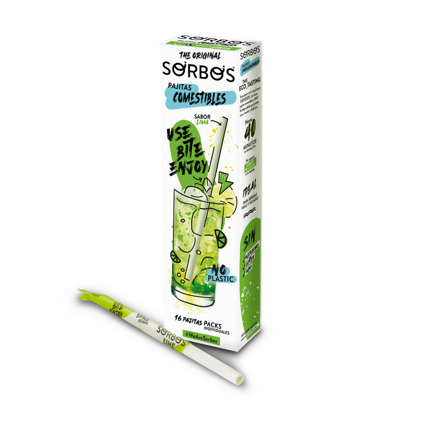 Valgomi šiaudeliai, žaliųjų citrinų skonio (16 vnt.)