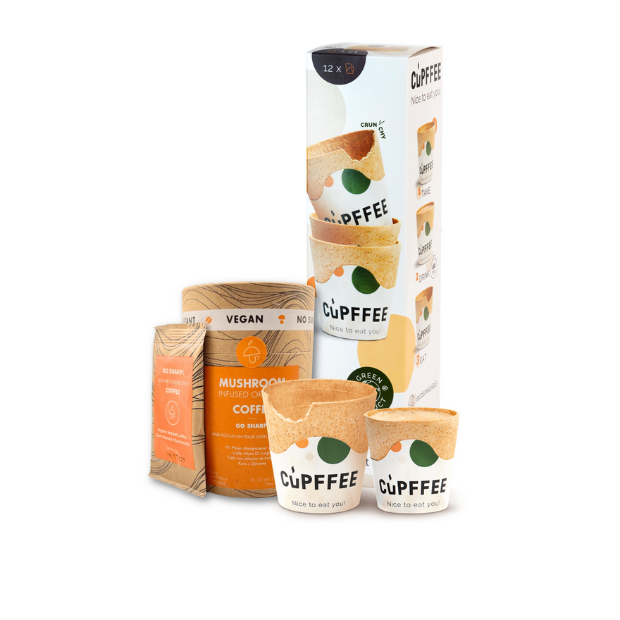 Valgomas puodelis + Tirpi Kava su grybais "Vegan duetas"