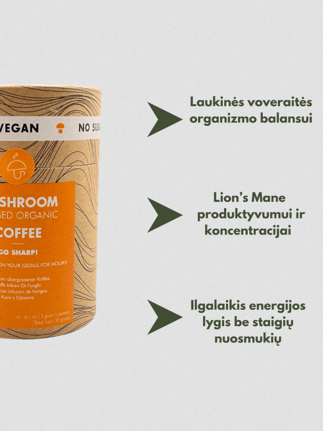 Valgomas puodelis + Tirpi Kava su grybais "Vegan duetas"