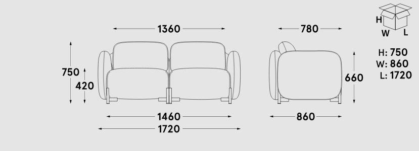 Sofa (Įvairių audinių ir spalvų)