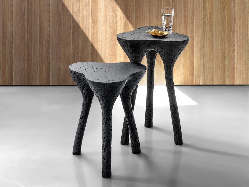 Rankų darbo aukštas staliukas juodas