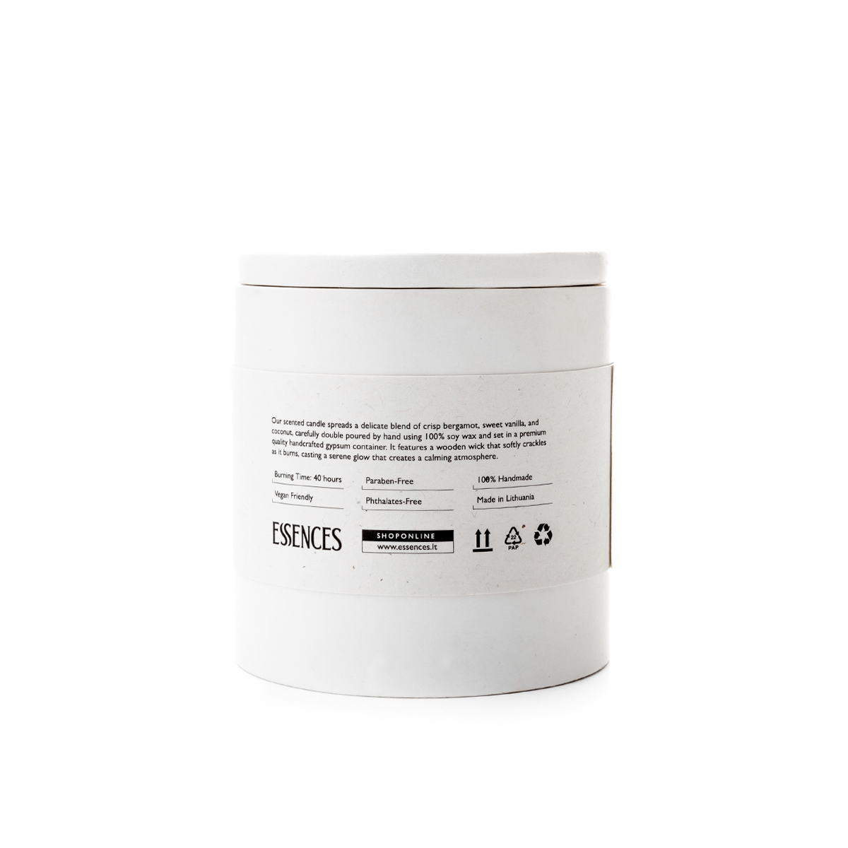 Sojų vaško žvakė Arcane, balta