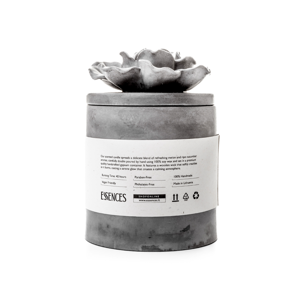 Sojų vaško žvakė Celestial su dekoracija, pilka