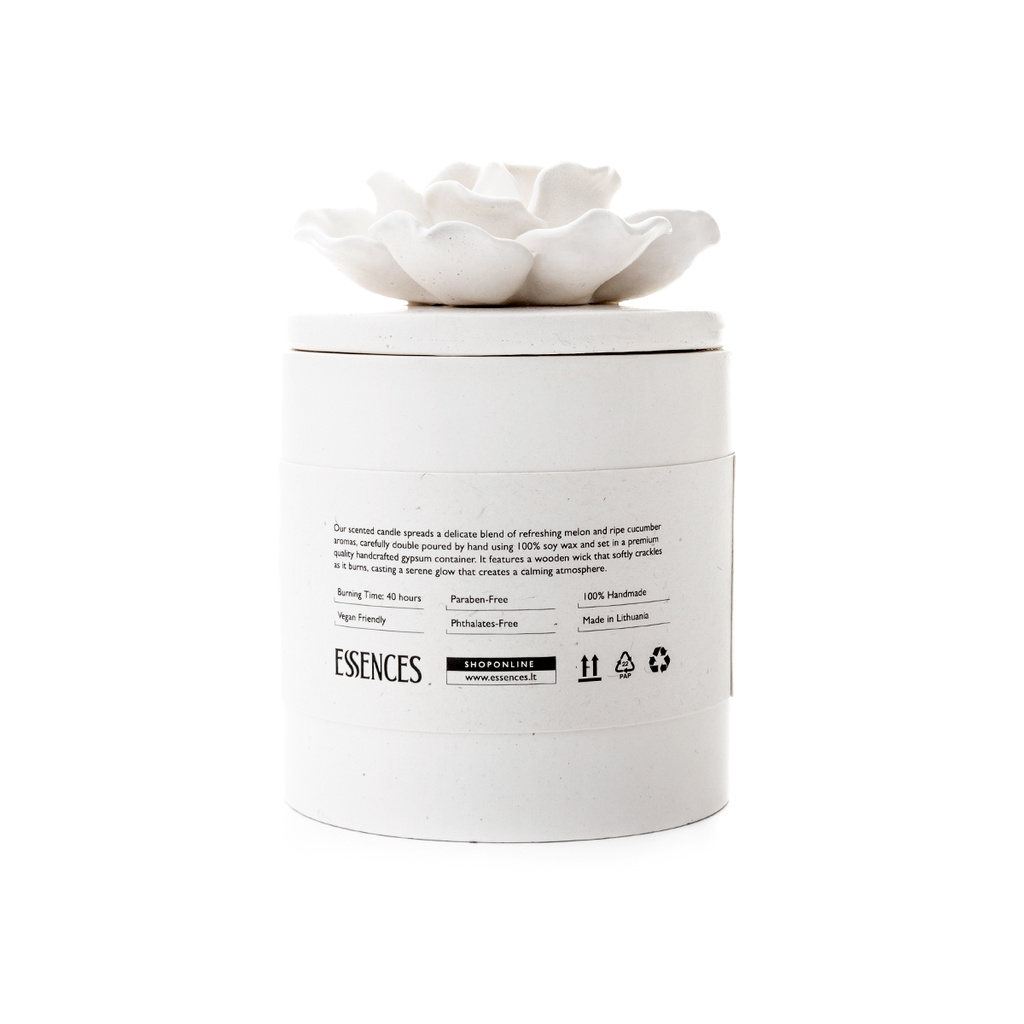 Sojų vaško žvakė Celestial su dekoracija, balta