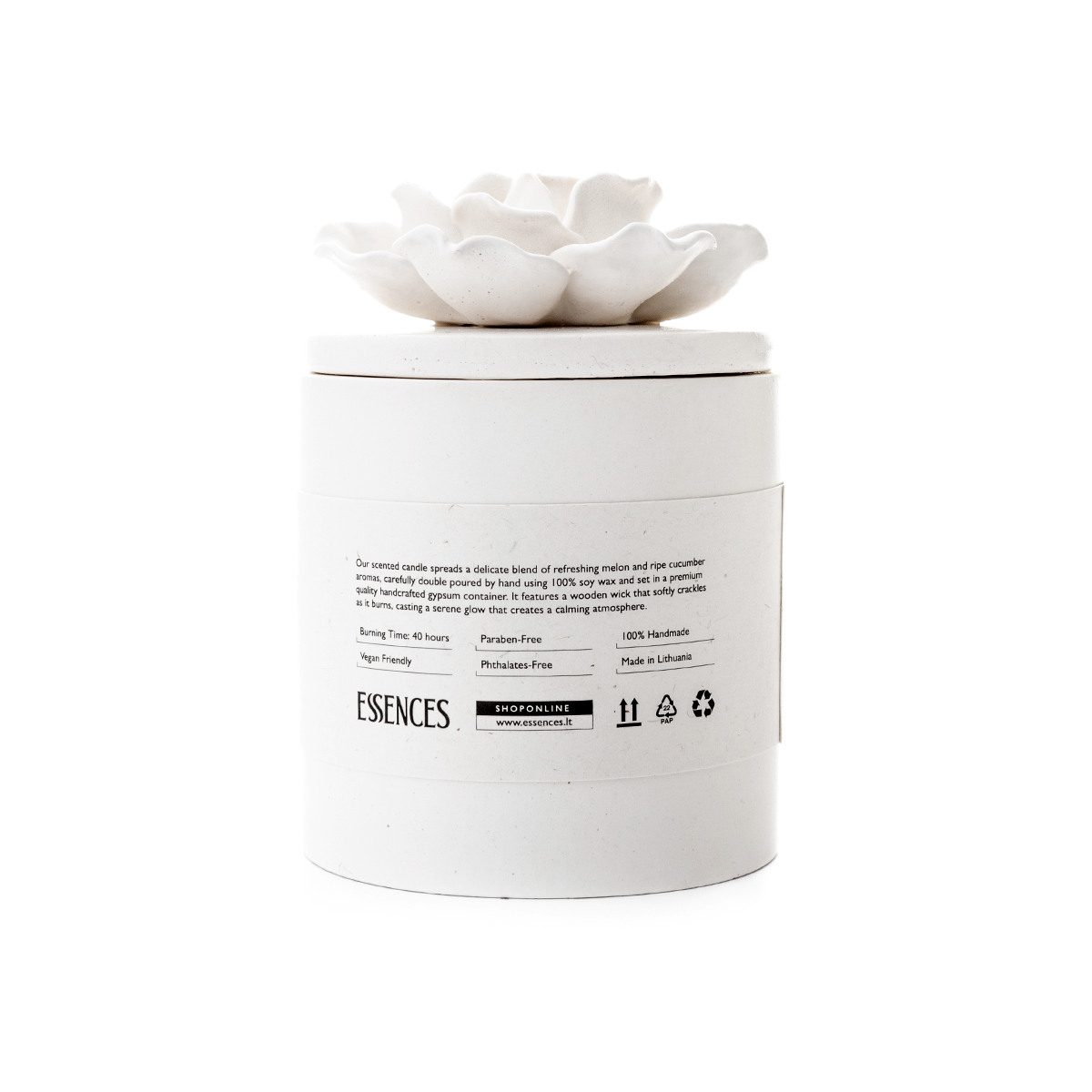 Sojų vaško žvakė Celestial su dekoracija, balta