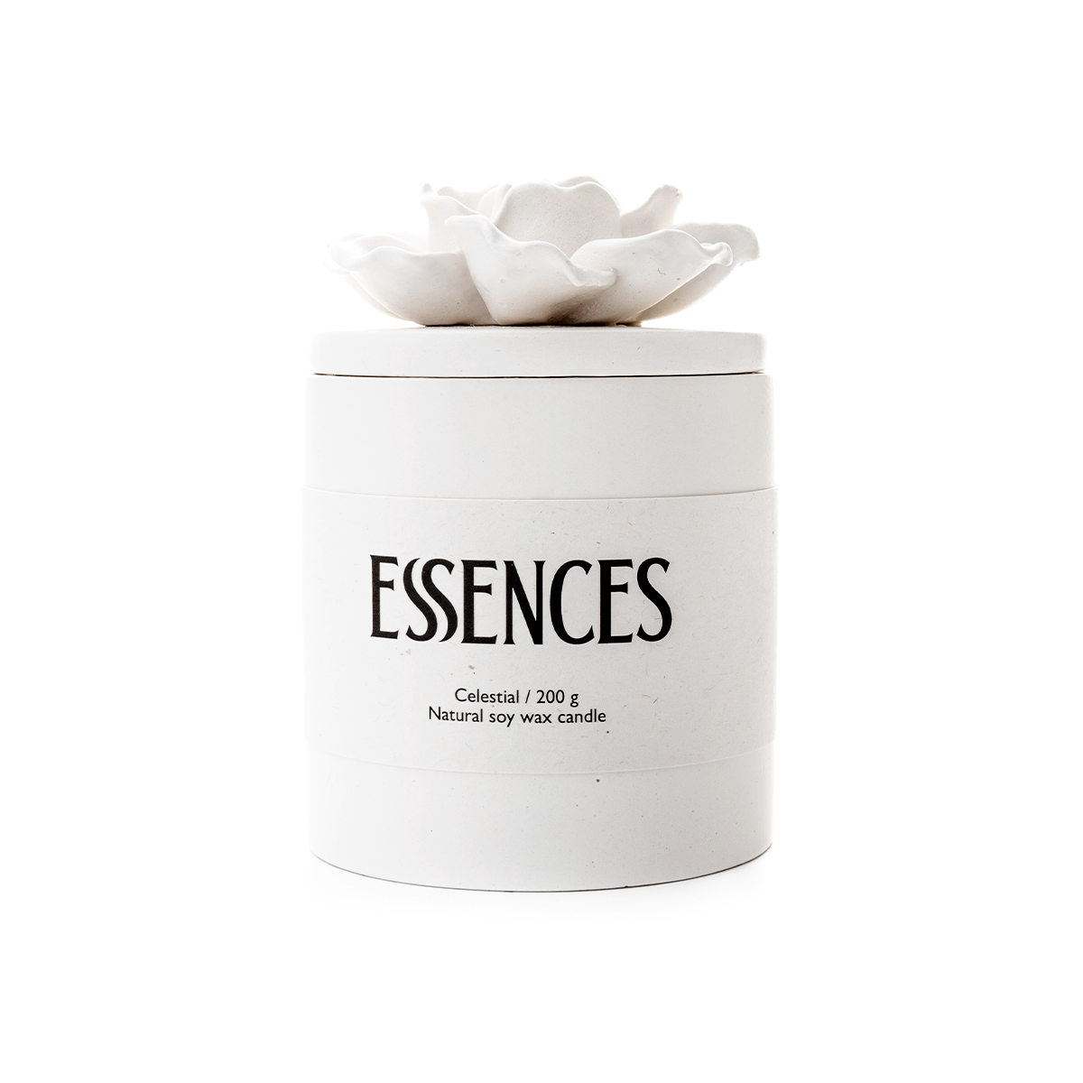 Sojų vaško žvakė Celestial su dekoracija, balta