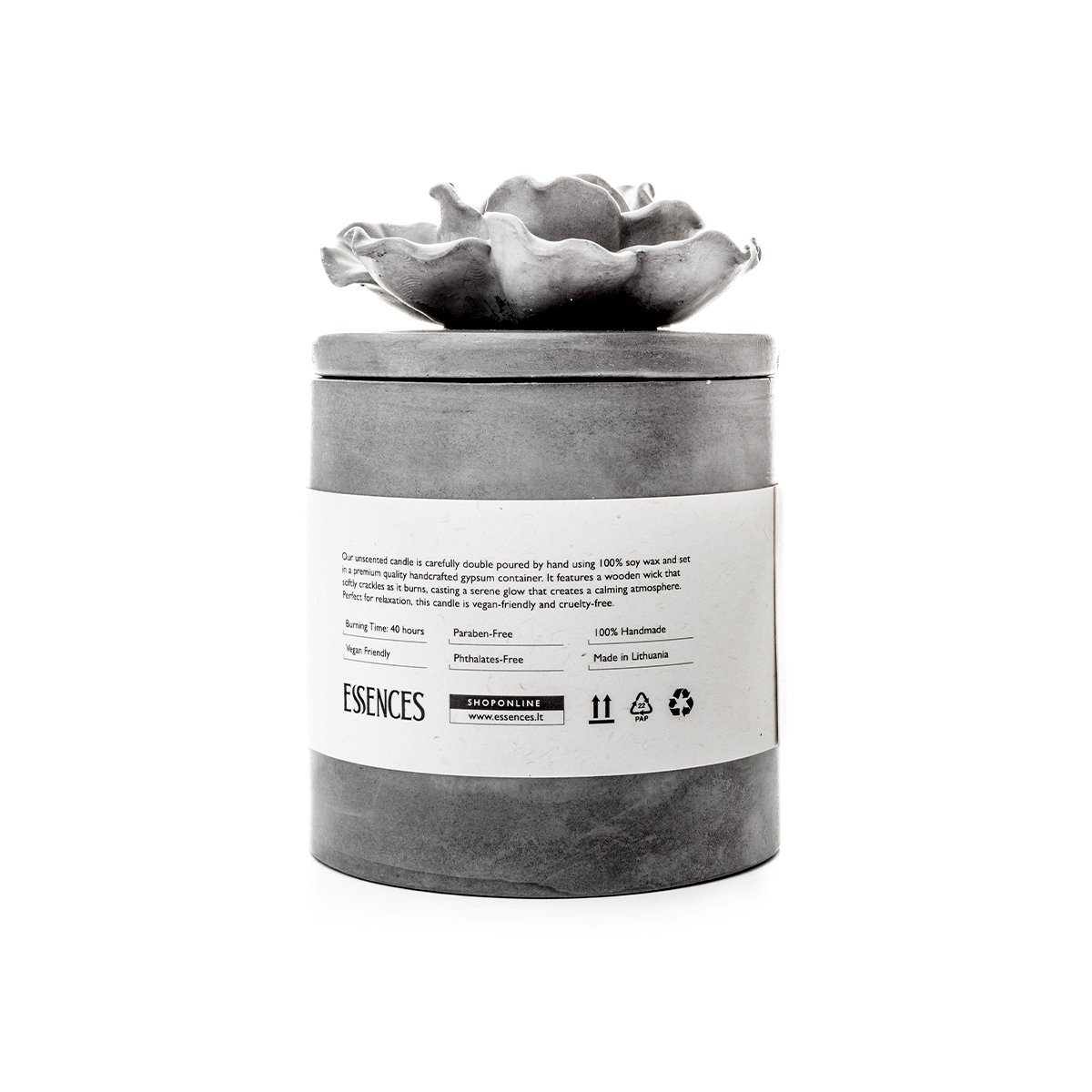 Bekvapė sojų vaško žvakė, pilka