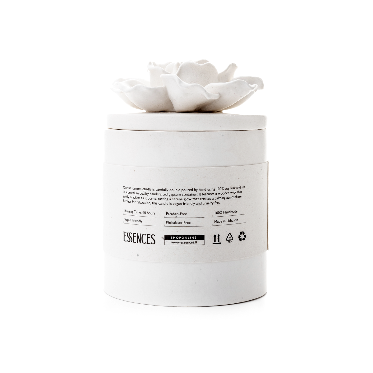 Bekvapė sojų vaško žvakė, balta