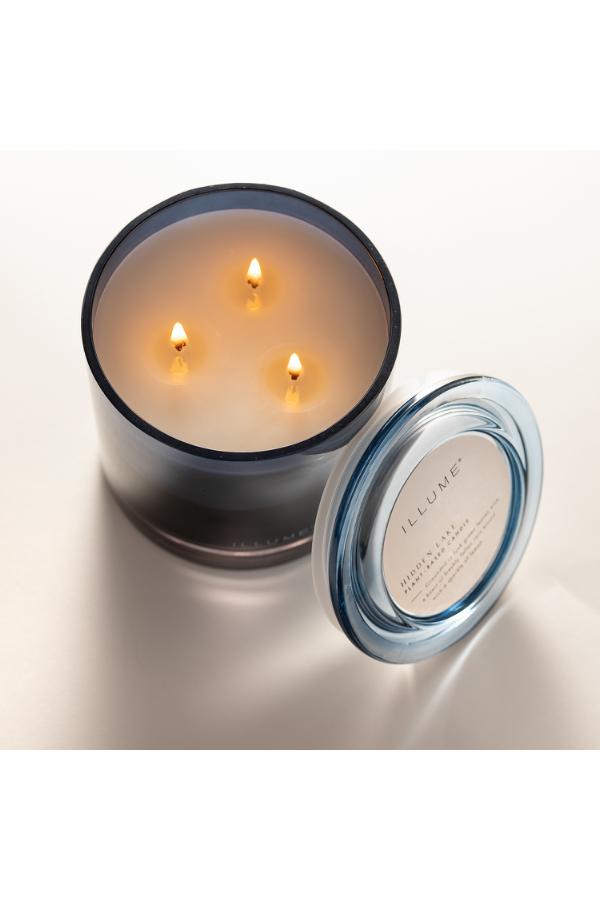 Mėlyna stiklinė žvakė "Hidden lake"