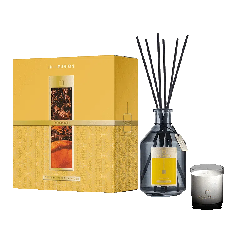 ROOMOI namų kvapų difuzoriaus ir žvakės rinkinys IN-FUSION 500ml + žvakė 160 g