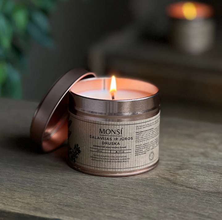 Aromatinė žvakė "Šalavijas ir jūros druska"