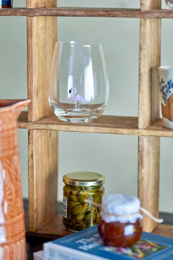 Stiklinė su flamingo dekoracija