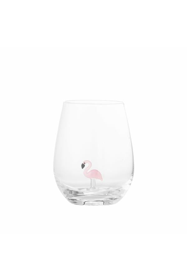 Stiklinė su flamingo dekoracija